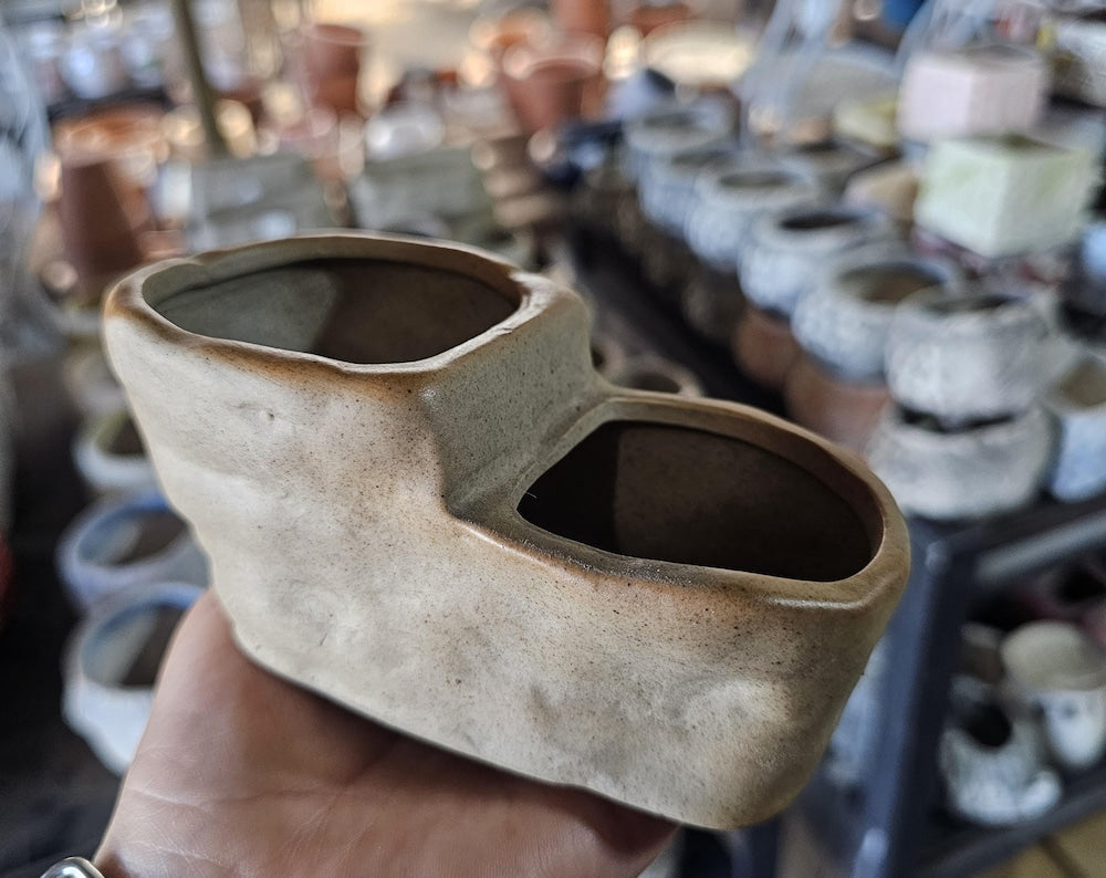 Ceramic Double Planter | Rustic Succulent Pot | Small Indoor Plant Container | Wabi Sabi Minimalist Pottery